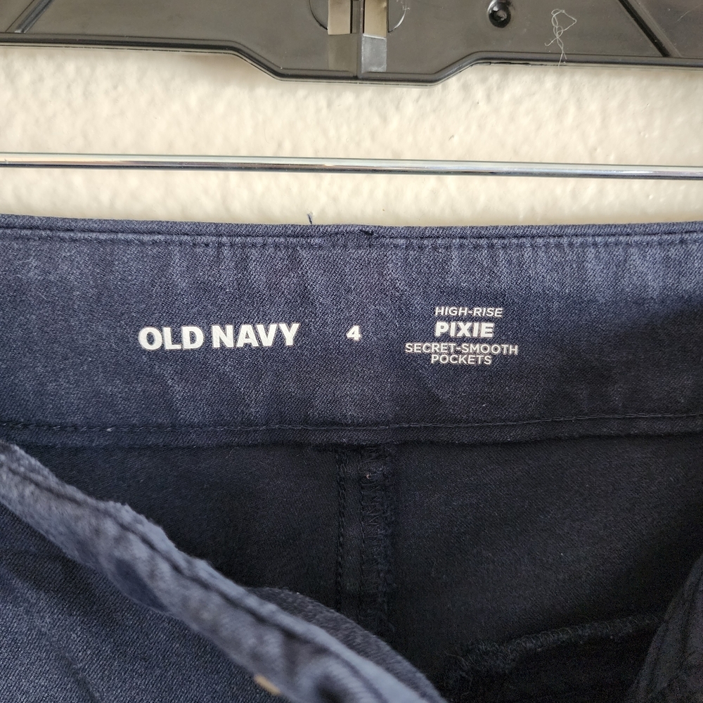 Old Navy Dark Blue Straight Leg Jeans High Rise Pixie Size 4 - Picture 4 of 5